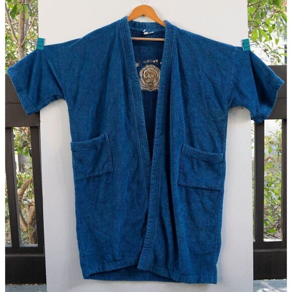 Vintage Metro Goldwyn Mayer Movie Studios Logo Blue Bathrobe One Size Fits All - Picture 2 of 10